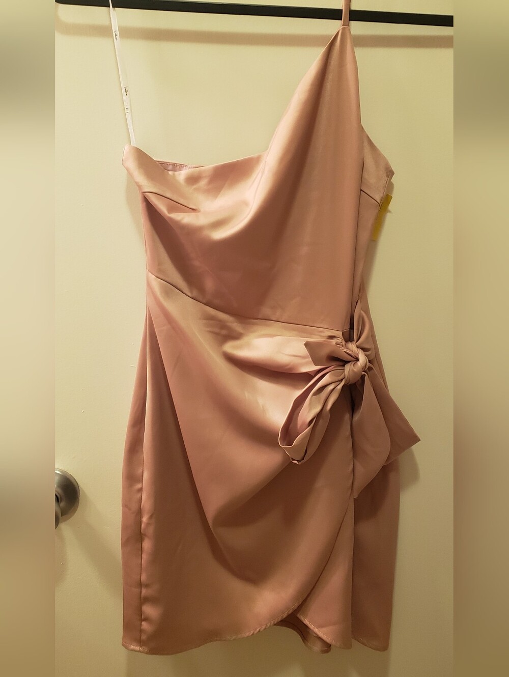 Lulus - Meant to Be Together Dusty Pink Satin One-Shoulder Mini Dress - Picture 4 of 10